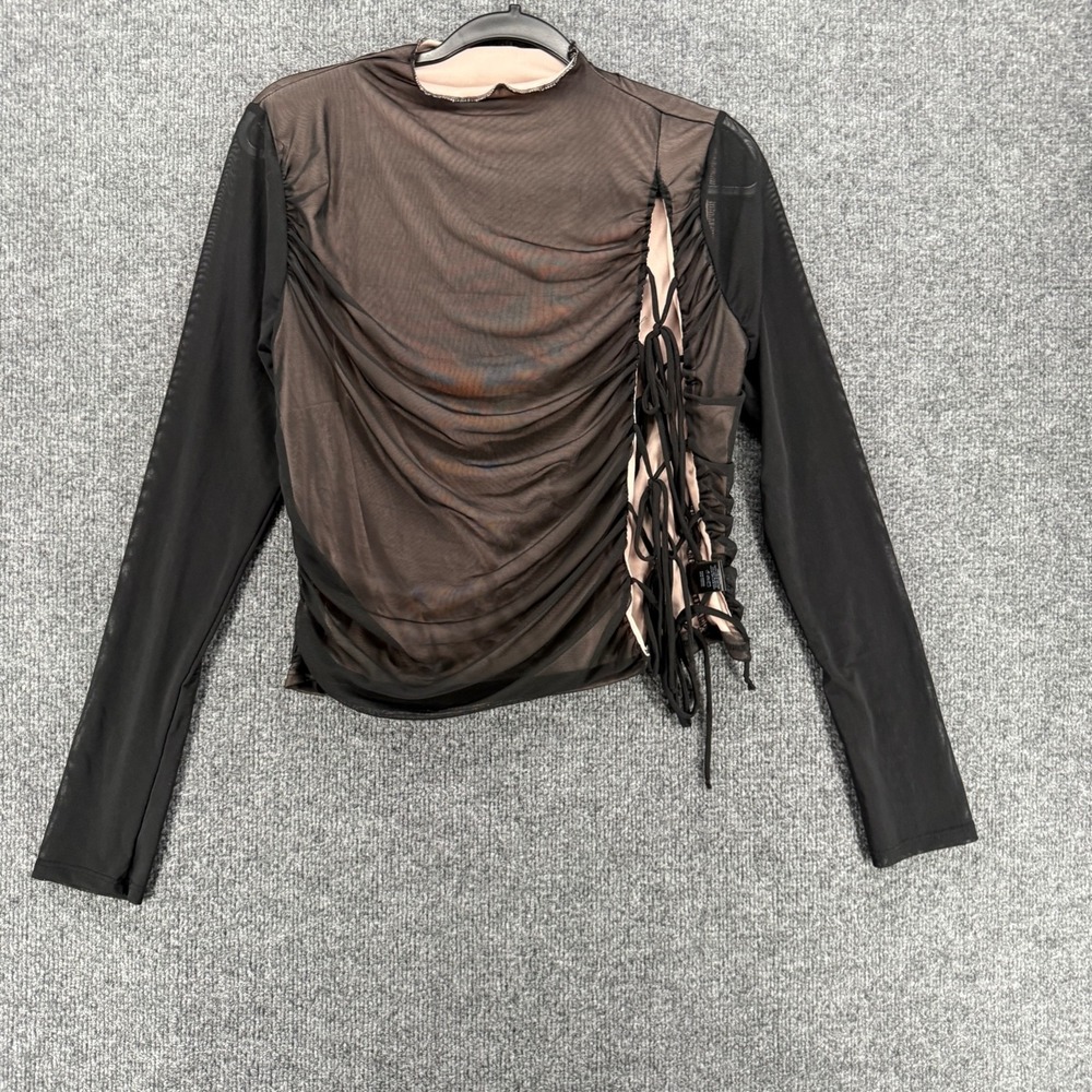 Womens Y2K Top Size XL‎ Black Cropped Fairy Grunge Whimsigoth Dark Romantic Goth